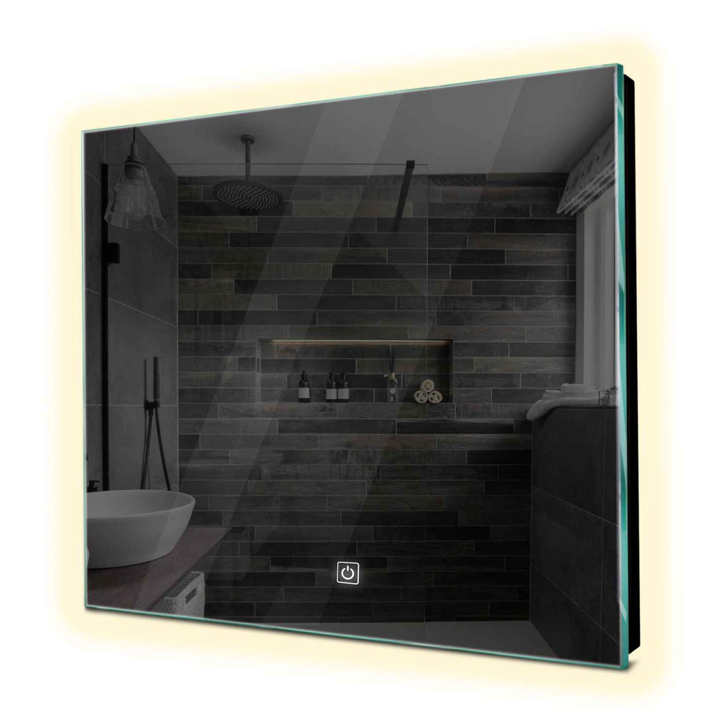 Oglinda LED patrata 80x80 cm LED neutru Gama Ambient Model 1 cu buton touch