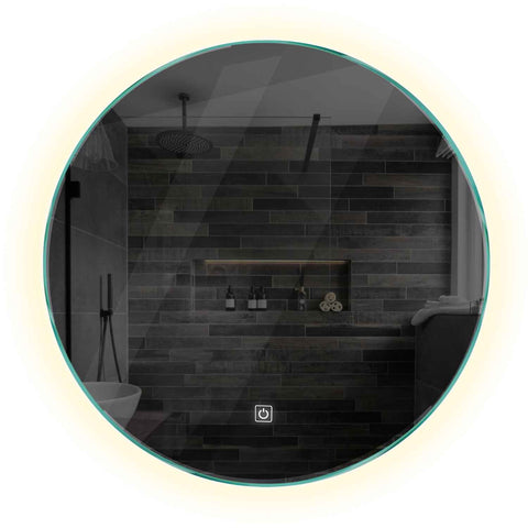 Oglinda LED rotunda 80x80 cm cu lumina LED neutra Gama Ambient Model 1 cu buton touch - Reyze