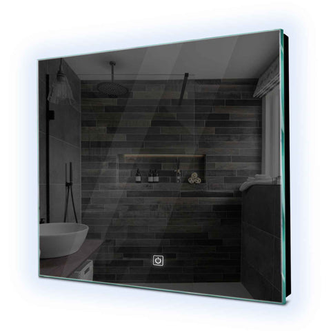 Oglinda LED patrata 50x50 cm cu lumina LED rece Gama Ambient Model 1 cu buton touch - Reyze