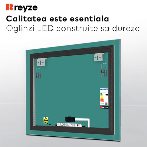 Oglinda LED Patrata, Touch LED, Dimare, LED 6000K Rece - Gama Ambient Model 1