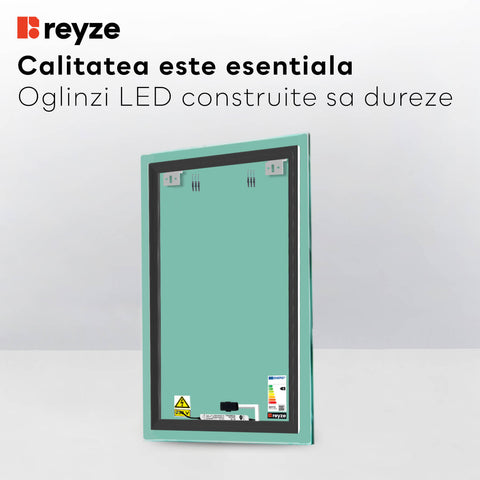Oglinda LED verticala 100x200 cm cu lumina LED neutra Gama Ambient Model 1 cu buton touch - Reyze