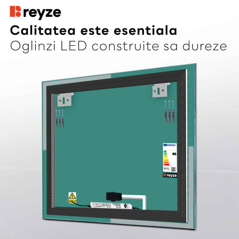 Oglinda LED Patrata, Touch LED, Dimare, LED 3000K Cald - Gama Edge Model 2