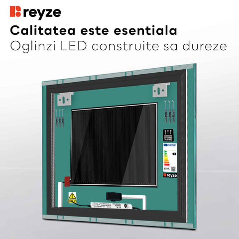 Oglinda LED Patrata, Touch LED, Dimare, Dezaburire, LED 3000K Cald - Gama Edge Model 3