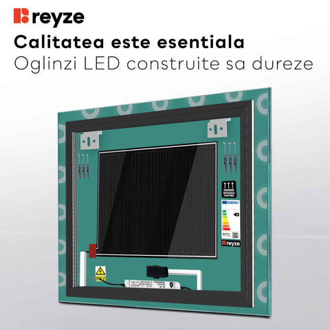 Oglinda LED Patrata, Touch LED, Dimare, Dezaburire, LED 3000K Cald - Gama Edge Model 4