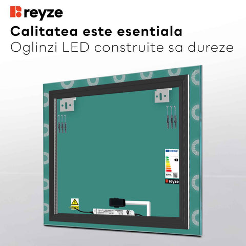Oglinda LED Patrata, Touch LED, Dimare, LED 3000K Cald - Gama Edge Model 4