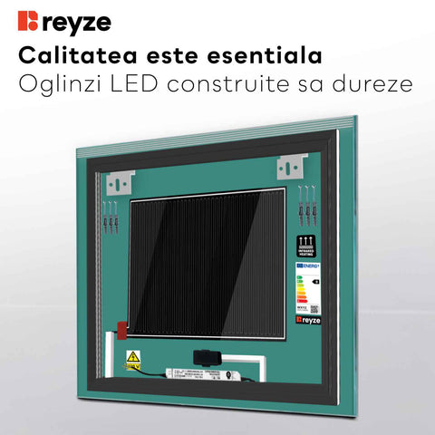 Oglinda LED Patrata, Touch LED, Dimare, Dezaburire, LED 4000K Neutru - Gama Edge Model 5