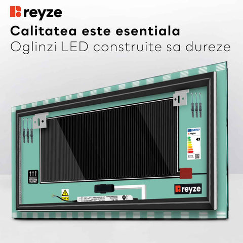 Oglinda LED Orizontala, Touch LED, Dimare, Dezaburire, LED 3000K Cald - Gama Edge Model 6
