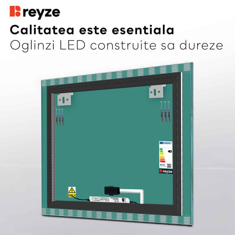 Oglinda LED Patrata, Touch LED, Dimare, LED 3000K Cald - Gama Edge Model 6