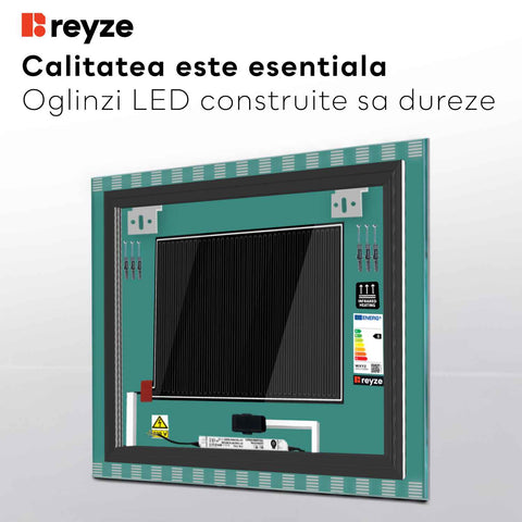 Oglinda LED Patrata, Touch LED, Dimare, Dezaburire, LED 4000K Neutru - Gama Edge Model 6