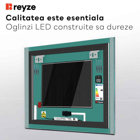 Oglinda LED Patrata, Touch LED, Dimare, Dezaburire, LED Reglabil 3000K-6000K - Gama Edge Model 7