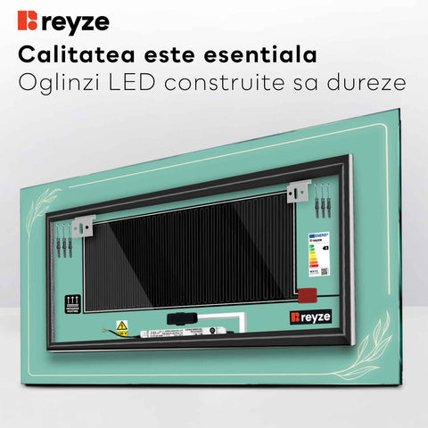 Oglinda LED Orizontala, Touch LED, Dimare, Dezaburire, LED 3000K Cald - Gama Good Vibes Model 1