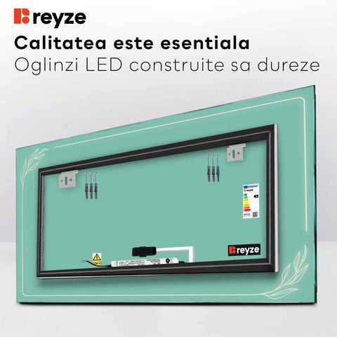 Oglinda LED Orizontala, Touch LED, Dimare, LED 3000K Cald - Gama Good Vibes Model 1