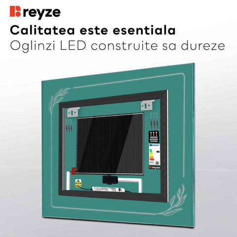 Oglinda LED Patrata, Touch LED, Dimare, Dezaburire, LED 4000K Neutru - Gama Good Vibes Model 1