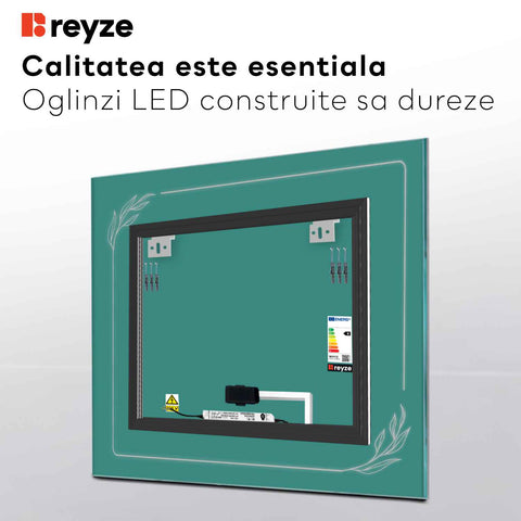Oglinda LED Patrata, Touch LED, Dimare, LED 3000K Cald - Gama Good Vibes Model 1