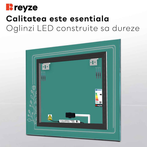 Oglinda LED Patrata, Touch LED, Dimare, LED 3000K Cald - Gama Good Vibes Model 3