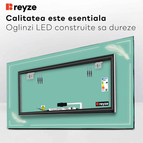 Oglinda LED Orizontala, Touch LED, Dimare, LED 3000K Cald - Gama Good Vibes Model 2