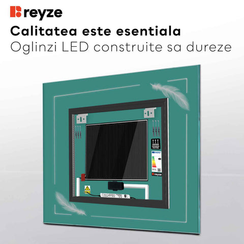 Oglinda LED Patrata, Touch LED, Dimare, Dezaburire, LED 4000K Neutru - Gama Good Vibes Model 2