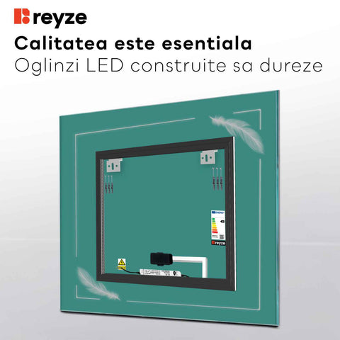 Oglinda LED Patrata, Touch LED, Dimare, LED 3000K Cald - Gama Good Vibes Model 2