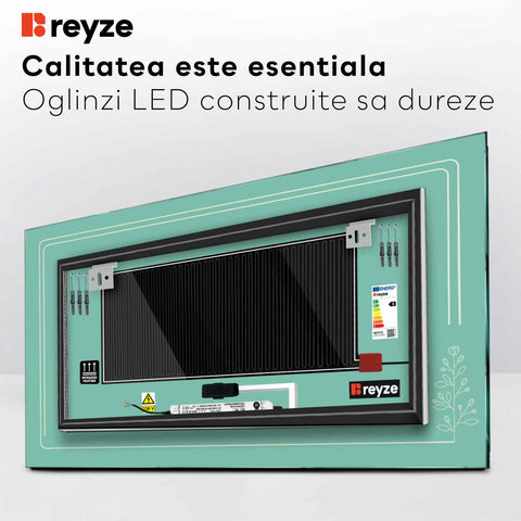 Oglinda LED Orizontala, Touch LED, Dimare, Dezaburire, LED 4000K Neutru - Gama Good Vibes Model 3