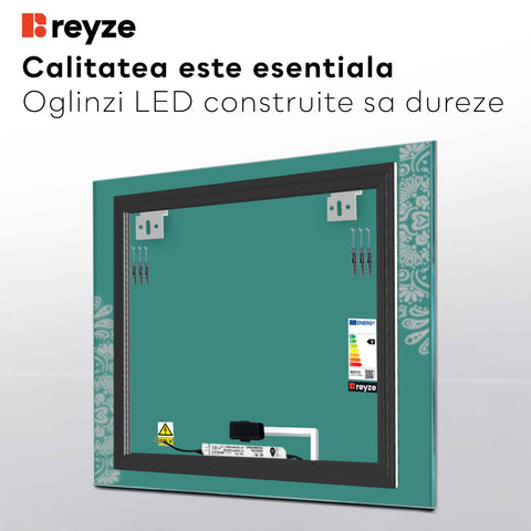 Oglinda LED Patrata, Touch LED, Dimare, LED 4000K Neutru - Gama Good Vibes Model 4
