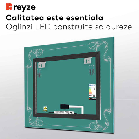 Oglinda LED Patrata, Touch LED, Dimare, LED 6000K Rece - Gama Good Vibes Model 5