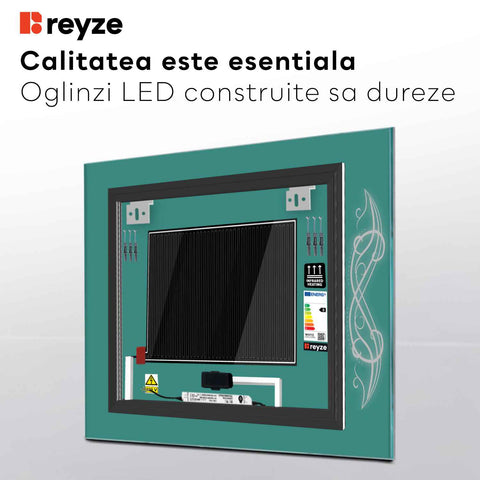Oglinda LED Patrata, Touch LED, Dimare, Dezaburire, LED 3000K Cald - Gama Good Vibes Model 6