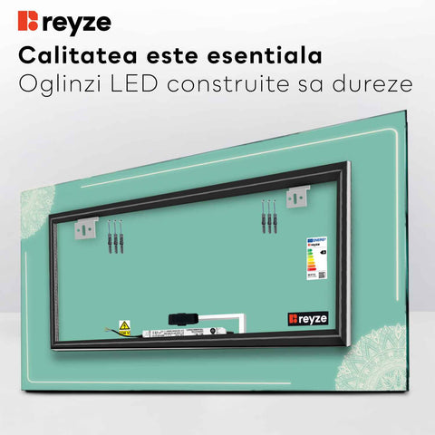 Oglinda LED Orizontala, Touch LED, Dimare, LED 3000K Cald - Gama Good Vibes Model 7
