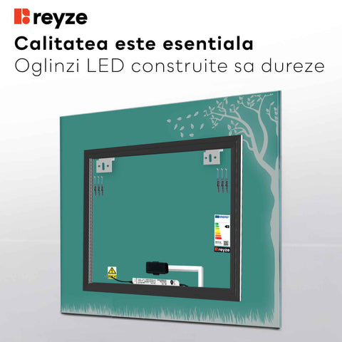 Oglinda LED Patrata, Touch LED, Dimare, LED 3000K Cald - Gama Good Vibes Model 8