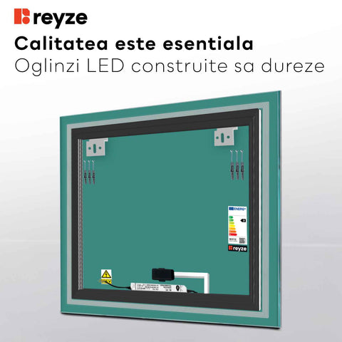 Oglinda LED Patrata, Touch LED, Dimare, LED 6000K Rece - Gama Minimal Model 1