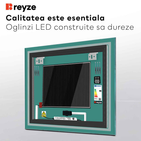 Oglinda LED Patrata, Touch LED, Dimare, Dezaburire, LED 3000K Cald - Gama Minimal Model 1