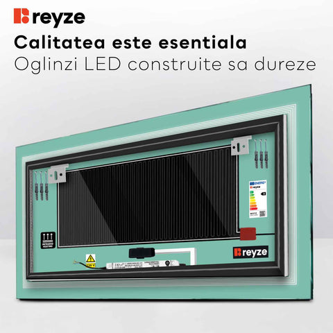 Oglinda LED Orizontala, Touch LED, Dimare, Dezaburire, LED 4000K Neutru - Gama Minimal Model 1
