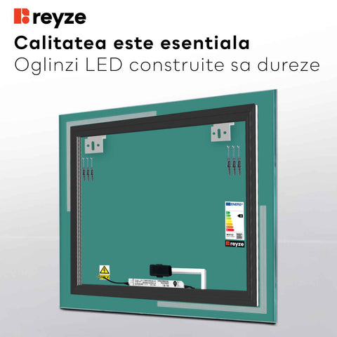 Oglinda LED Patrata, Touch LED, Dimare, LED 6000K Rece - Gama Minimal Model 2