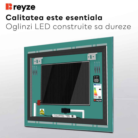 Oglinda LED Patrata, Touch LED, Dimare, Dezaburire, LED 3000K Cald - Gama Minimal Model 3