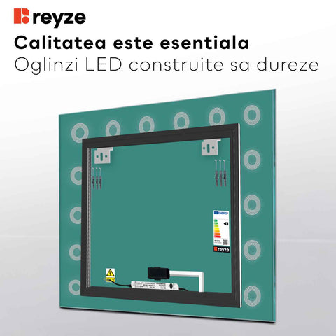 Oglinda LED Patrata, Touch LED, Dimare, LED 3000K Cald - Gama Minimal Model 4