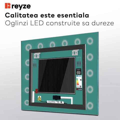 Oglinda LED Patrata, Touch LED, Dimare, Dezaburire, LED 4000K Neutru - Gama Minimal Model 4