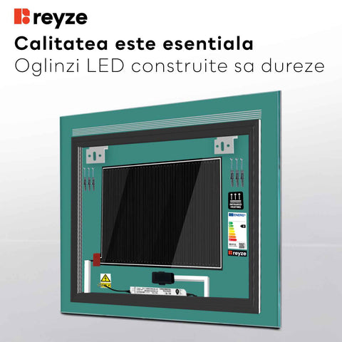 Oglinda LED Patrata, Touch LED, Dimare, Dezaburire, LED 3000K Cald - Gama Minimal Model 5