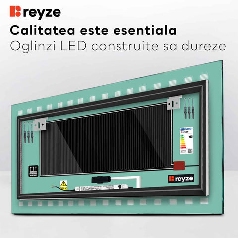 Oglinda LED Orizontala, Touch LED, Dimare, Dezaburire, LED 3000K Cald - Gama Minimal Model 6