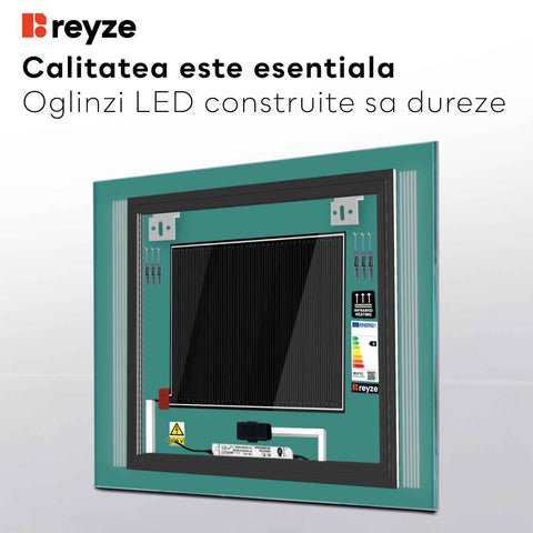 Oglinda LED Patrata, Touch LED, Dimare, Dezaburire, LED 3000K Cald - Gama Minimal Model 7