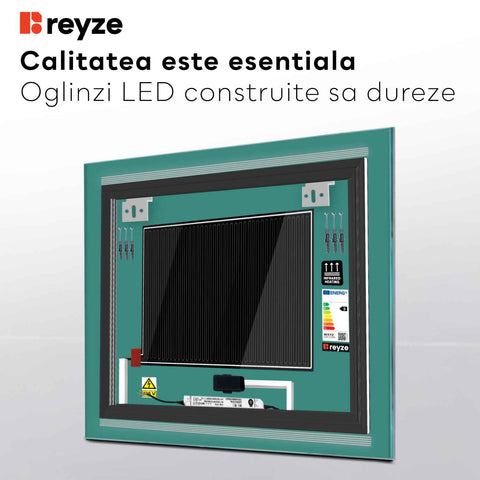 Oglinda LED Patrata, Touch LED, Dimare, Dezaburire, LED Reglabil 3000K-6000K - Gama Minimal Model 8