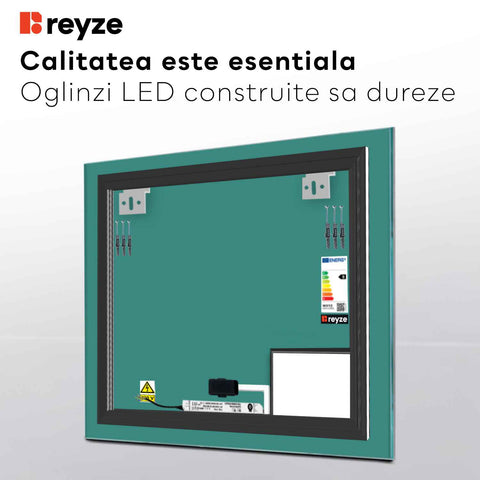 Oglinda LED Patrata, Touch LED, Dimare, LED 3000K Cald - Gama Motivated Model 3