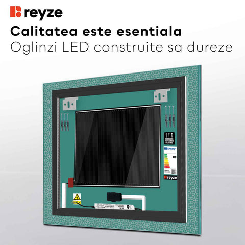 Oglinda LED Patrata, Touch LED, Dimare, Dezaburire, LED 3000K Cald - Gama Official Model 1
