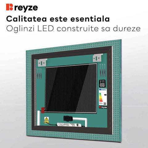 Oglinda LED Patrata, Touch LED, Dimare, Dezaburire, LED 6000K Rece - Gama Official Model 2