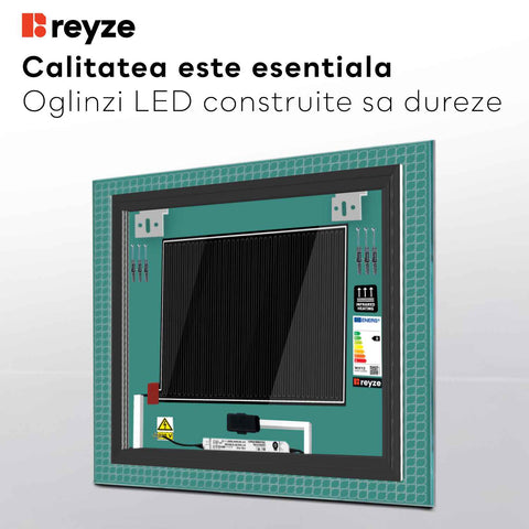 Oglinda LED Patrata, Touch LED, Dimare, Dezaburire, LED 4000K Neutru - Gama Official Model 3