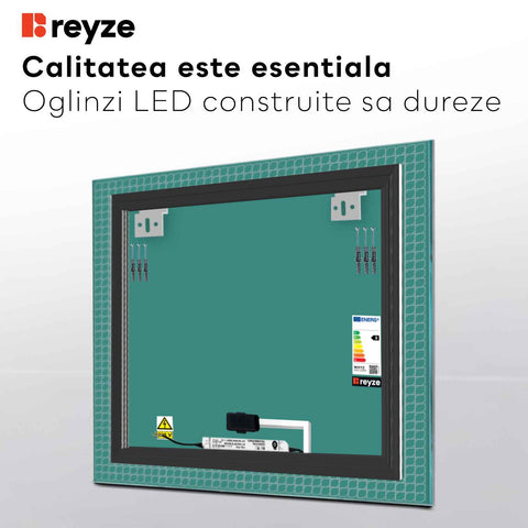 Oglinda LED Patrata, Touch LED, Dimare, LED 3000K Cald - Gama Official Model 3