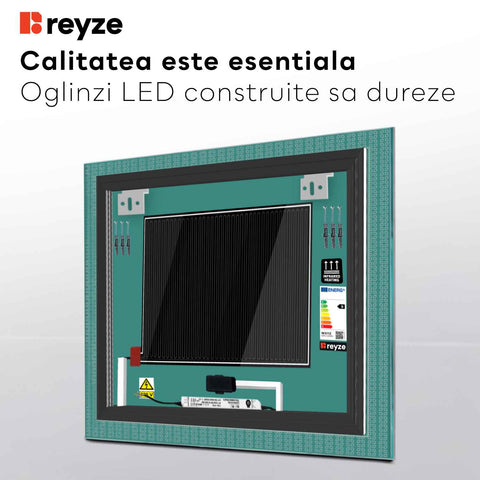 Oglinda LED Patrata, Touch LED, Dimare, Dezaburire, LED 6000K Rece - Gama Official Model 5