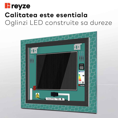 Oglinda LED Patrata, Touch LED, Dimare, Dezaburire, LED 3000K Cald - Gama Official Model 7