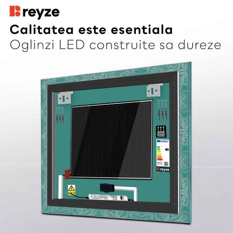 Oglinda LED Patrata, Touch LED, Dimare, Dezaburire, LED 3000K Cald - Gama Official Model 8