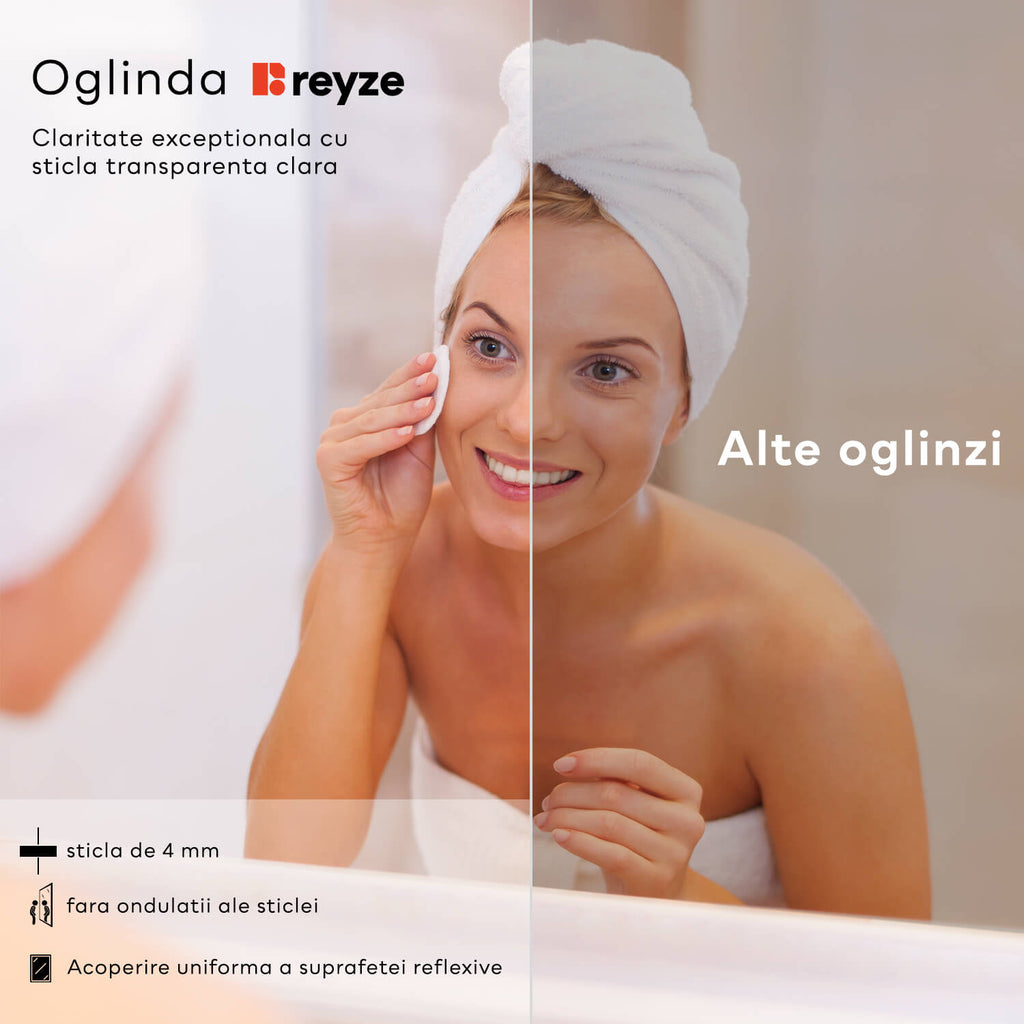 Oglinda LED verticala 80x90 cm cu lumina LED neutra Gama Good Vibes Model 8 fara butoane - Reyze