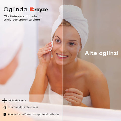 Oglinda LED orizontala 160x80 cm cu lumina LED neutra Gama Ambient Model 1 fara butoane - Reyze