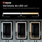 Oglinda LED patrata 80x80 cm LED neutru Gama Ambient Model 1 cu buton touch